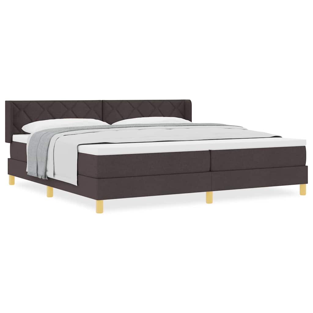 vidaXL Letto a molle Marrone scuro e Bianco 200 x 200 cm Tessuto