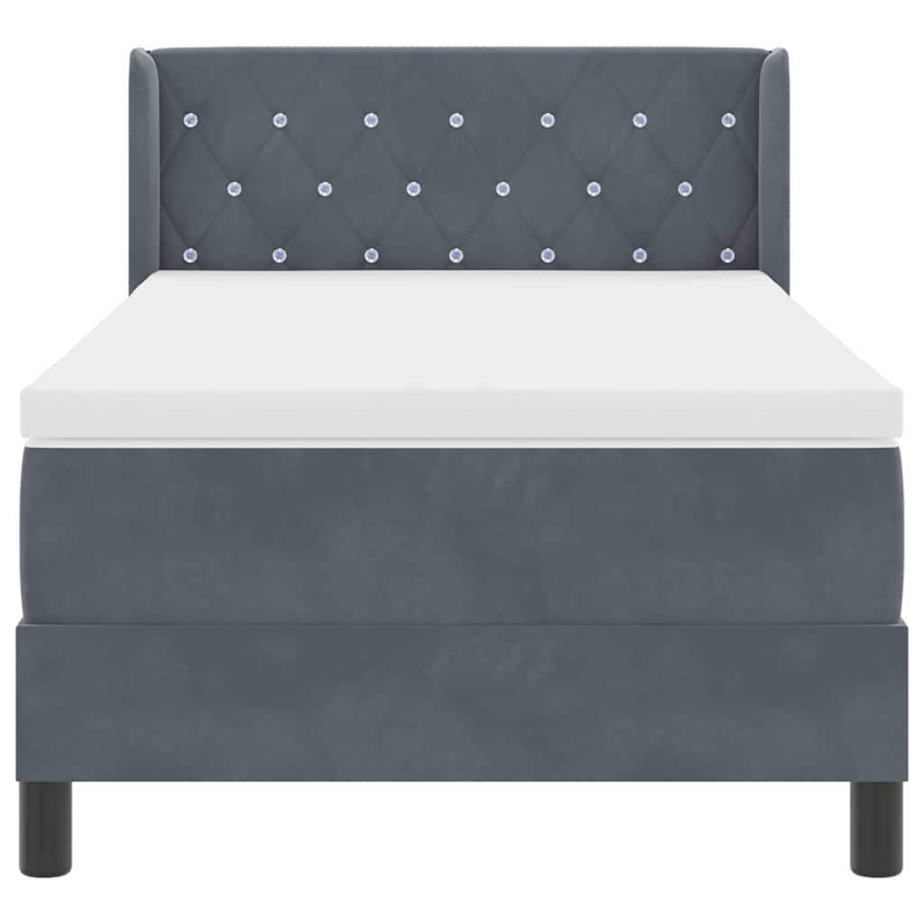Letto a molle con materasso-Struttura Letto con Materasso Grigio scuro 190 x 90 cm Poliestere 550357