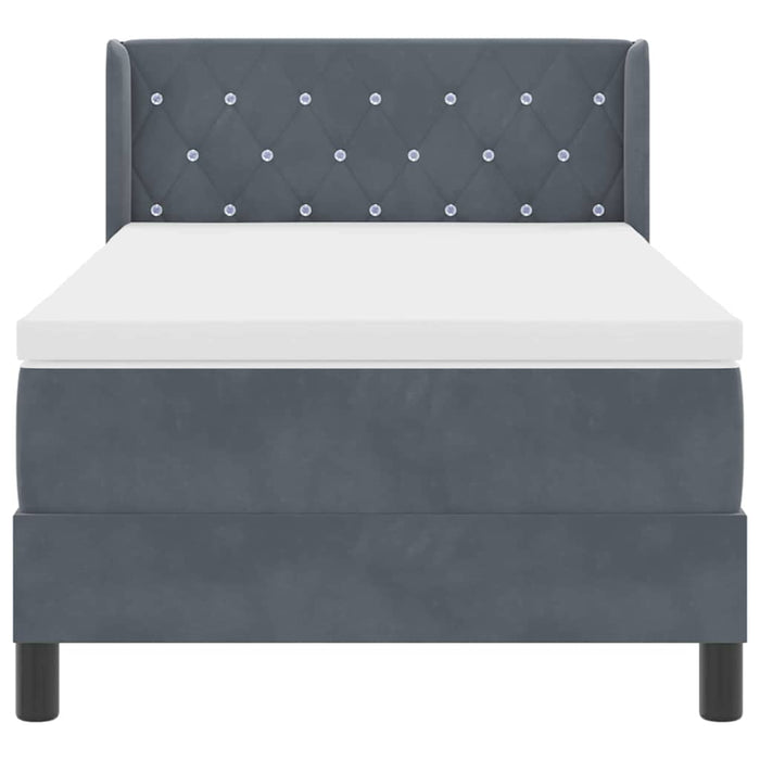 Letto a molle con materasso-Struttura Letto con Materasso Grigio scuro 190 x 90 cm Poliestere 550357