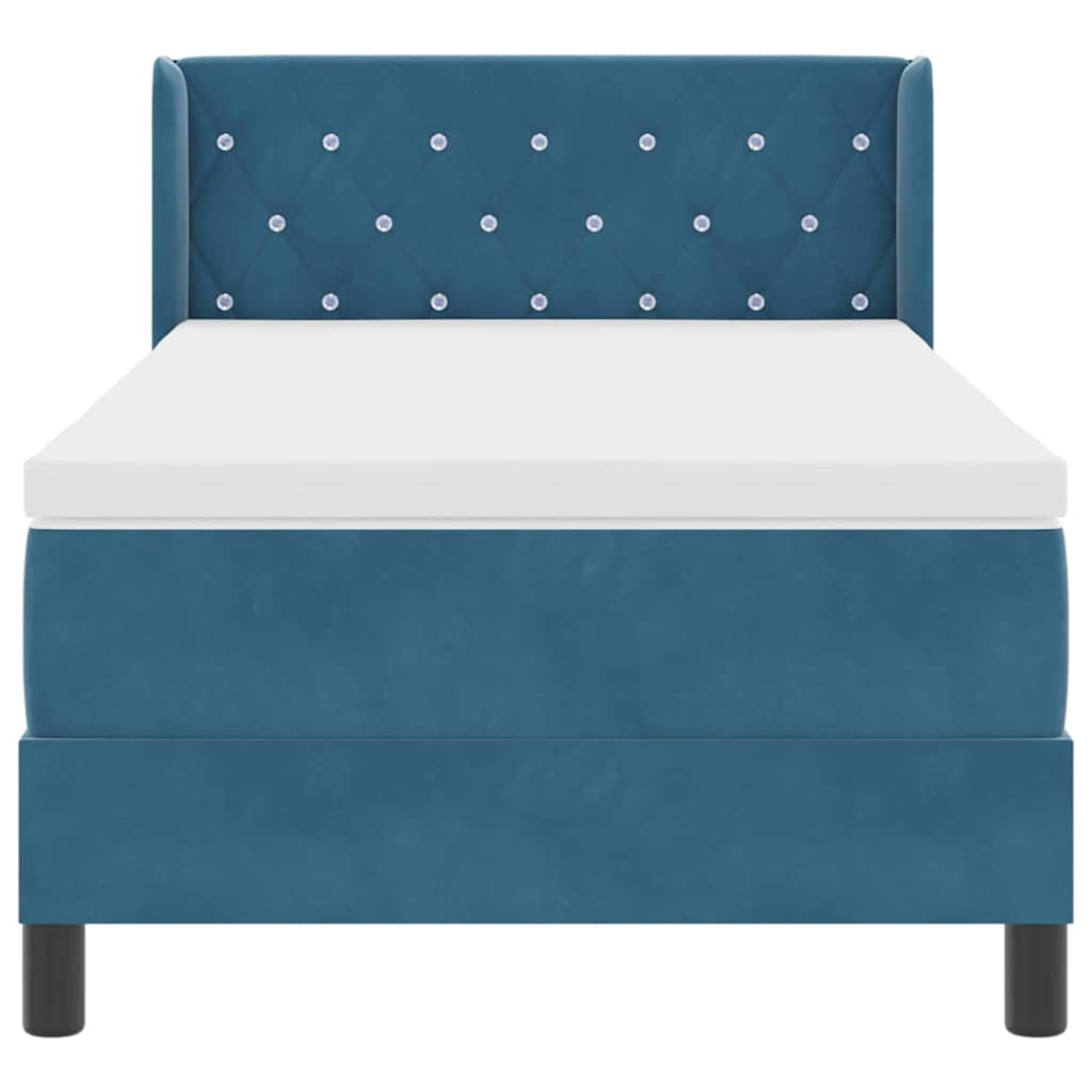 Letto a molle con materasso-Struttura Letto con Materasso Blu Scuro 200 x 90 cm Poliestere 766205
