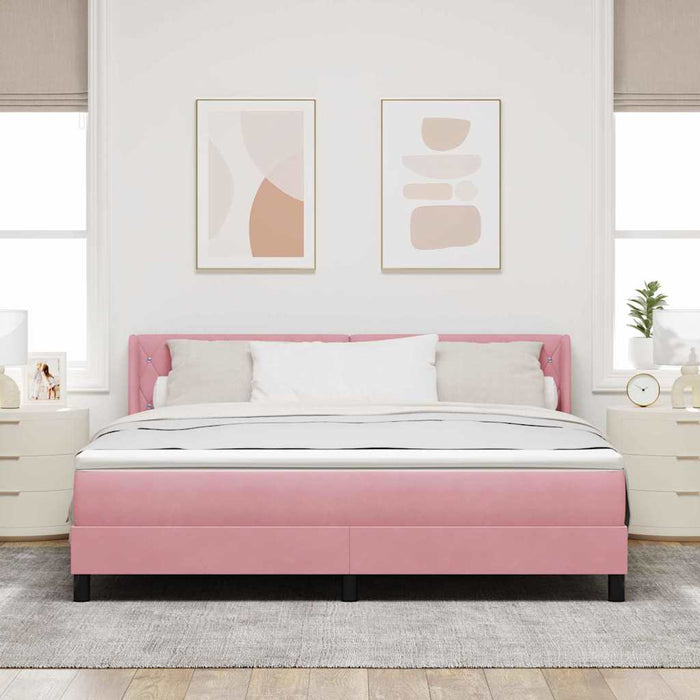 Letto a molle con materasso Rosa 200 x 180 cm Poliestere 3341431