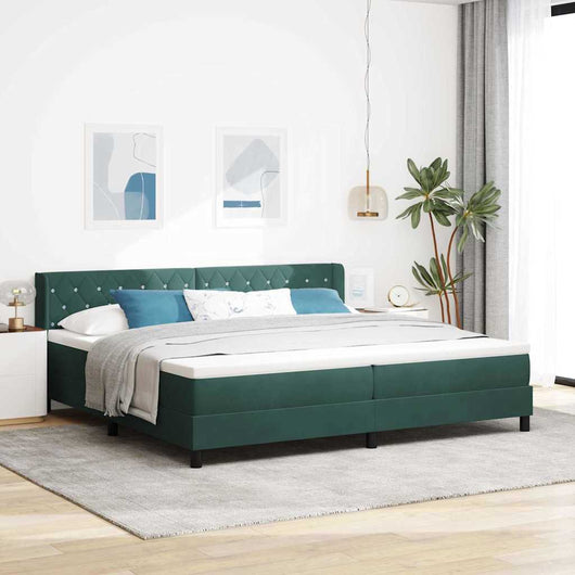 Letto a molle con materasso Verde Scuro 200 x 200 cm Poliestere 3341435