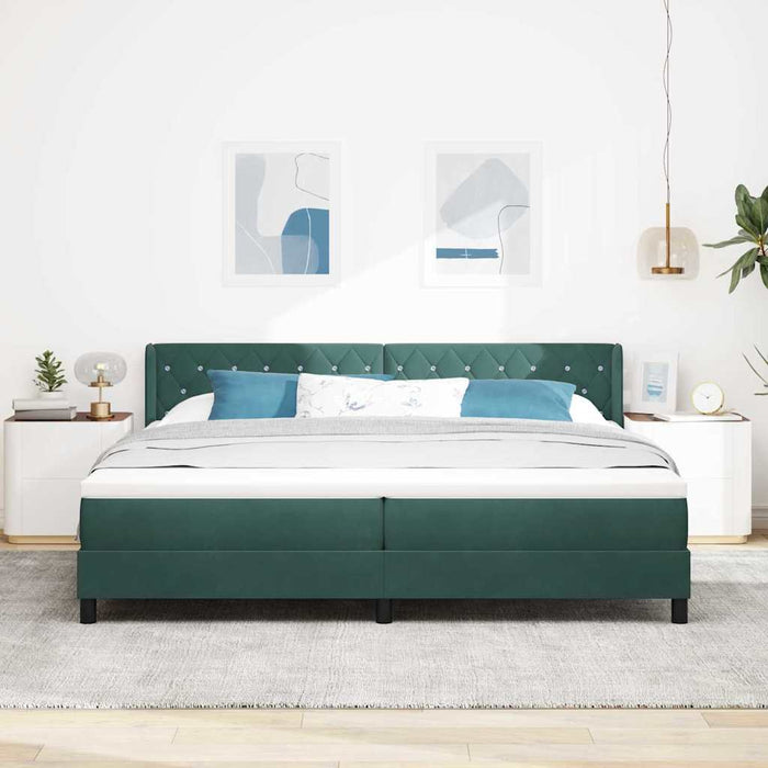 Letto a molle con materasso Verde Scuro 200 x 200 cm Poliestere 3341435