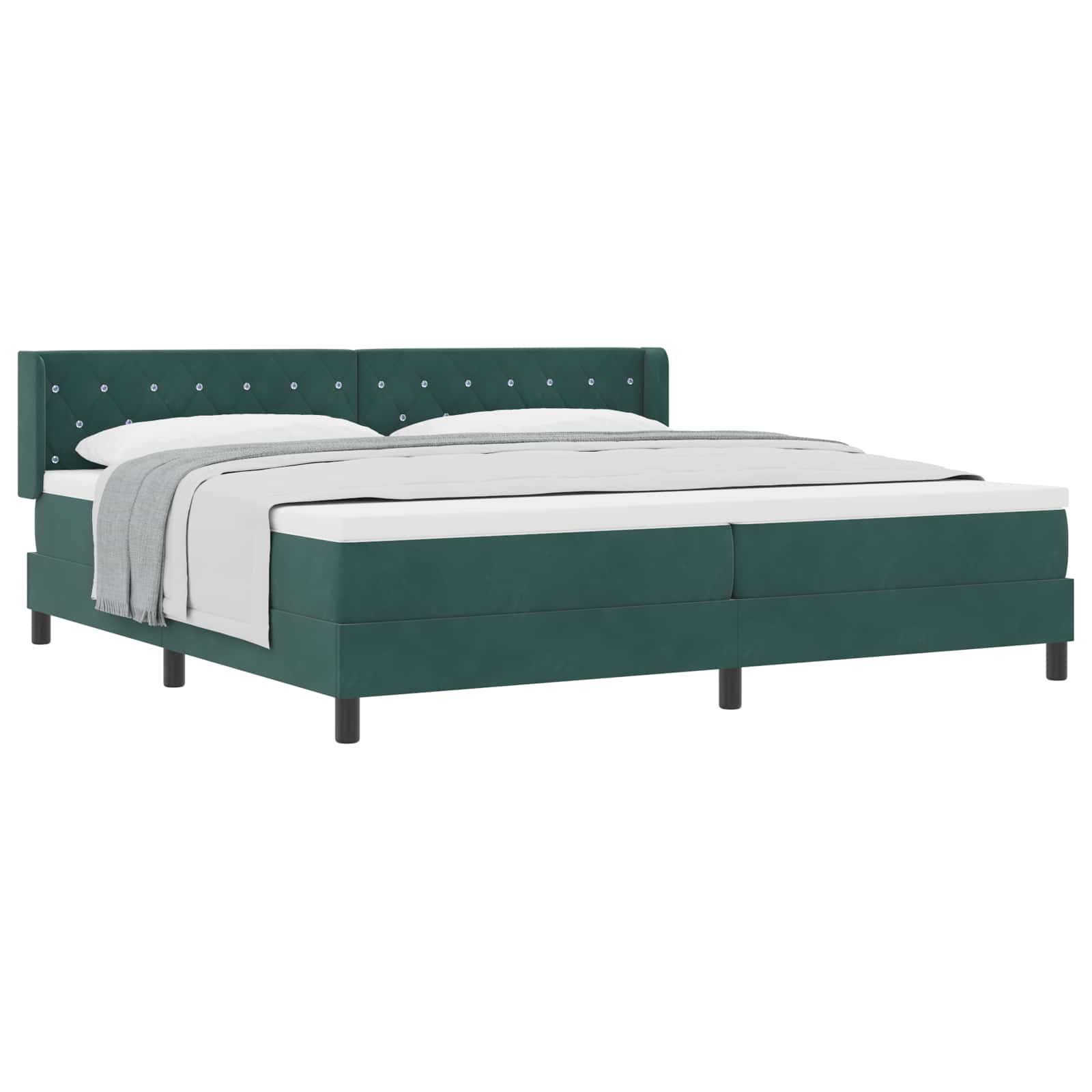 Letto a molle con materasso Verde Scuro 200 x 200 cm Poliestere 3341435