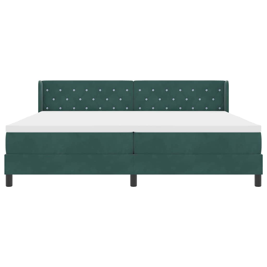 Letto a molle con materasso Verde Scuro 200 x 200 cm Poliestere 3341435