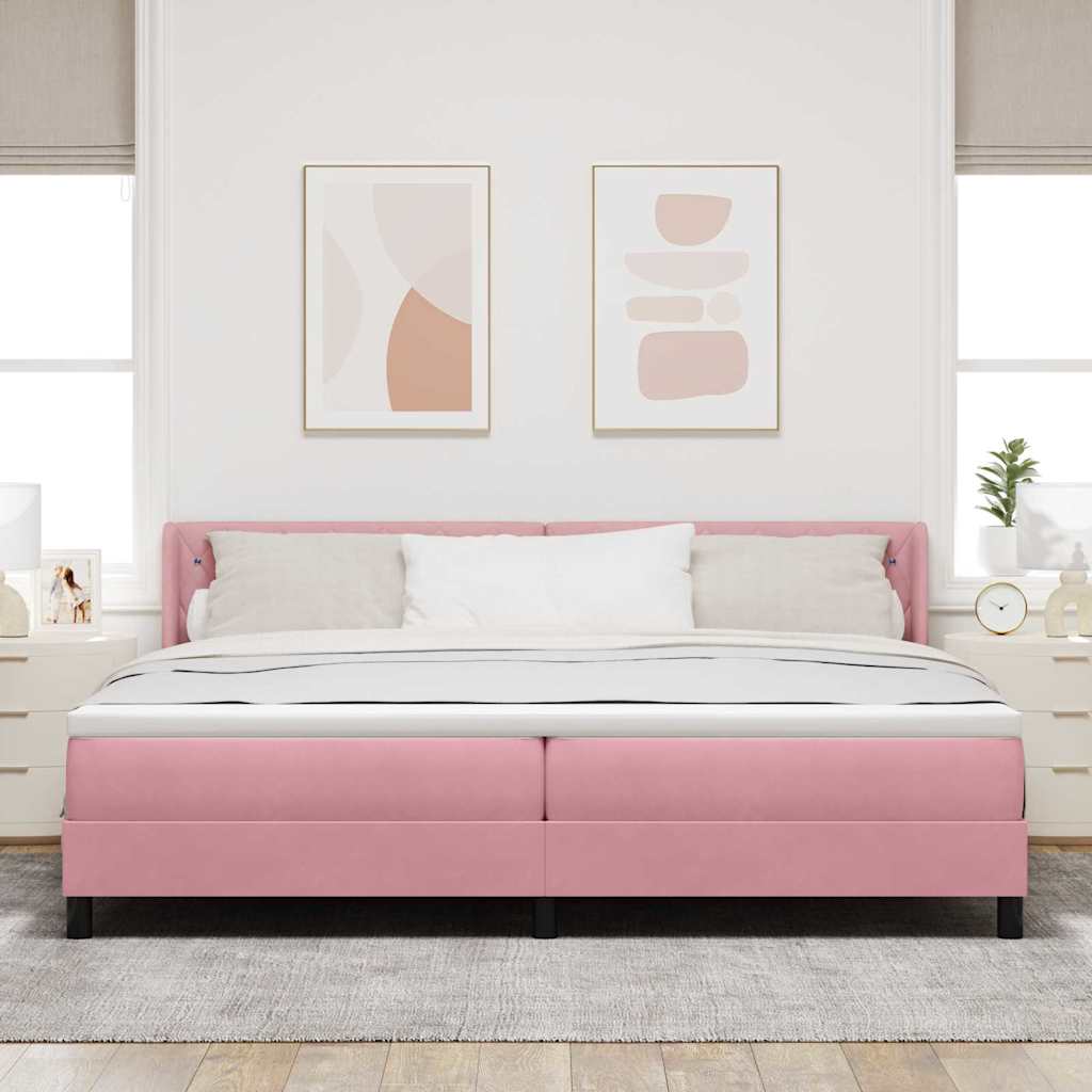 Letto a molle con materasso Rosa 200 x 200 cm Poliestere 3341437