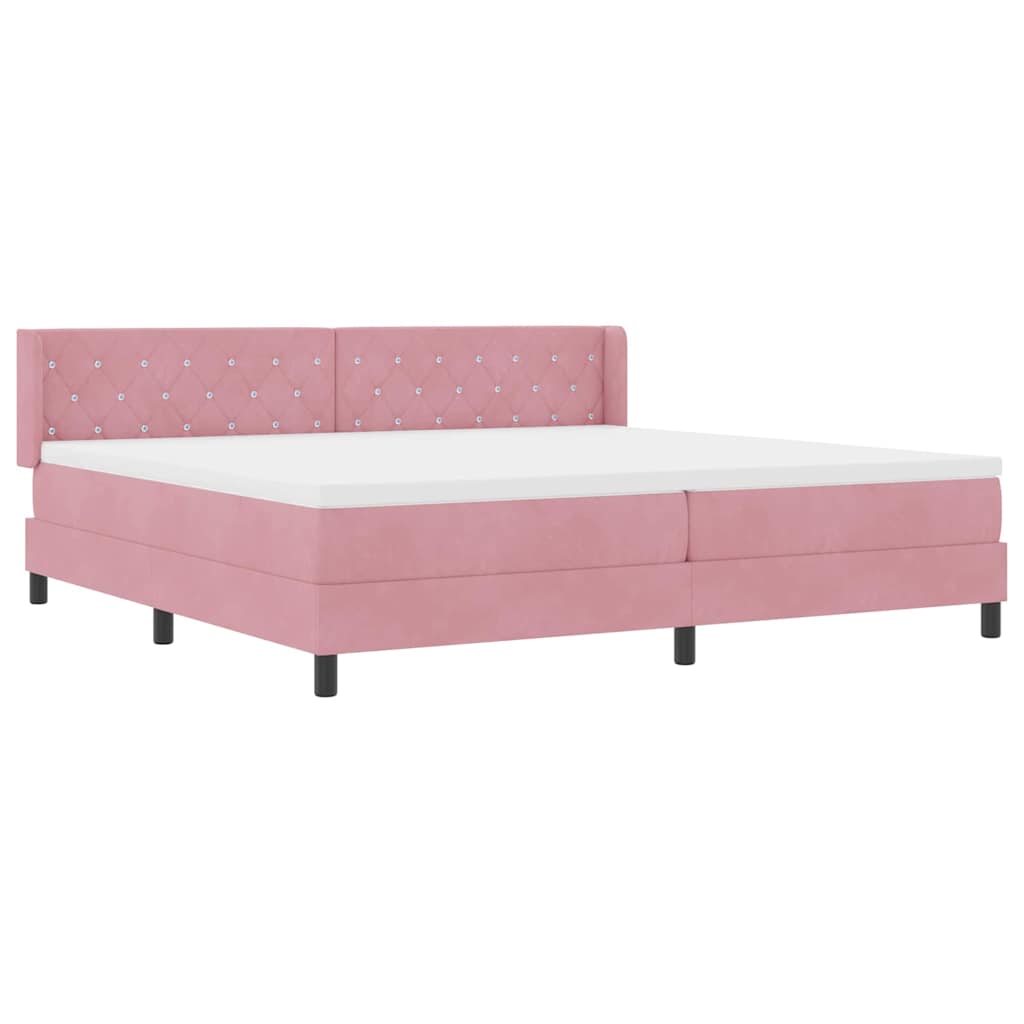 Letto a molle con materasso Rosa 200 x 200 cm Poliestere 3341437