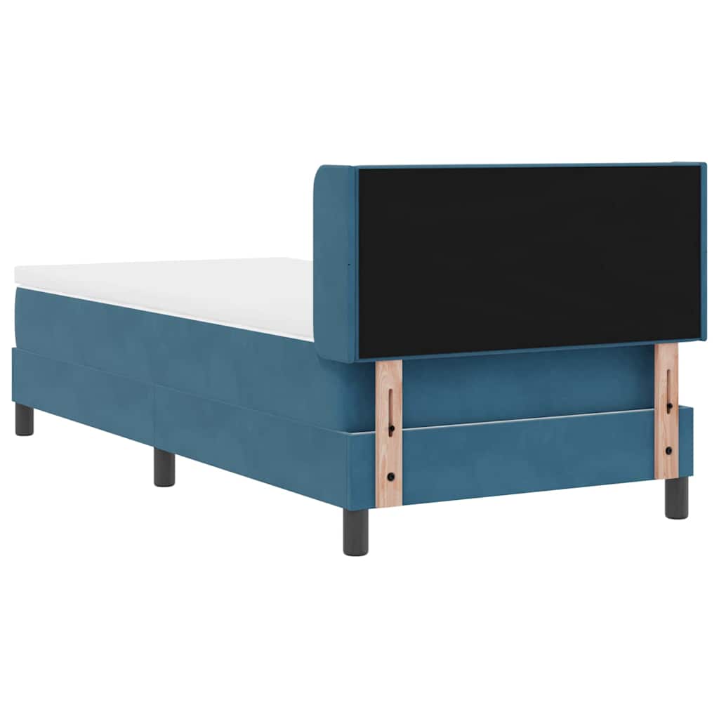 Letto a molle con materasso-Struttura Letto con Materasso Blu Scuro 190 x 90 cm Poliestere 240697