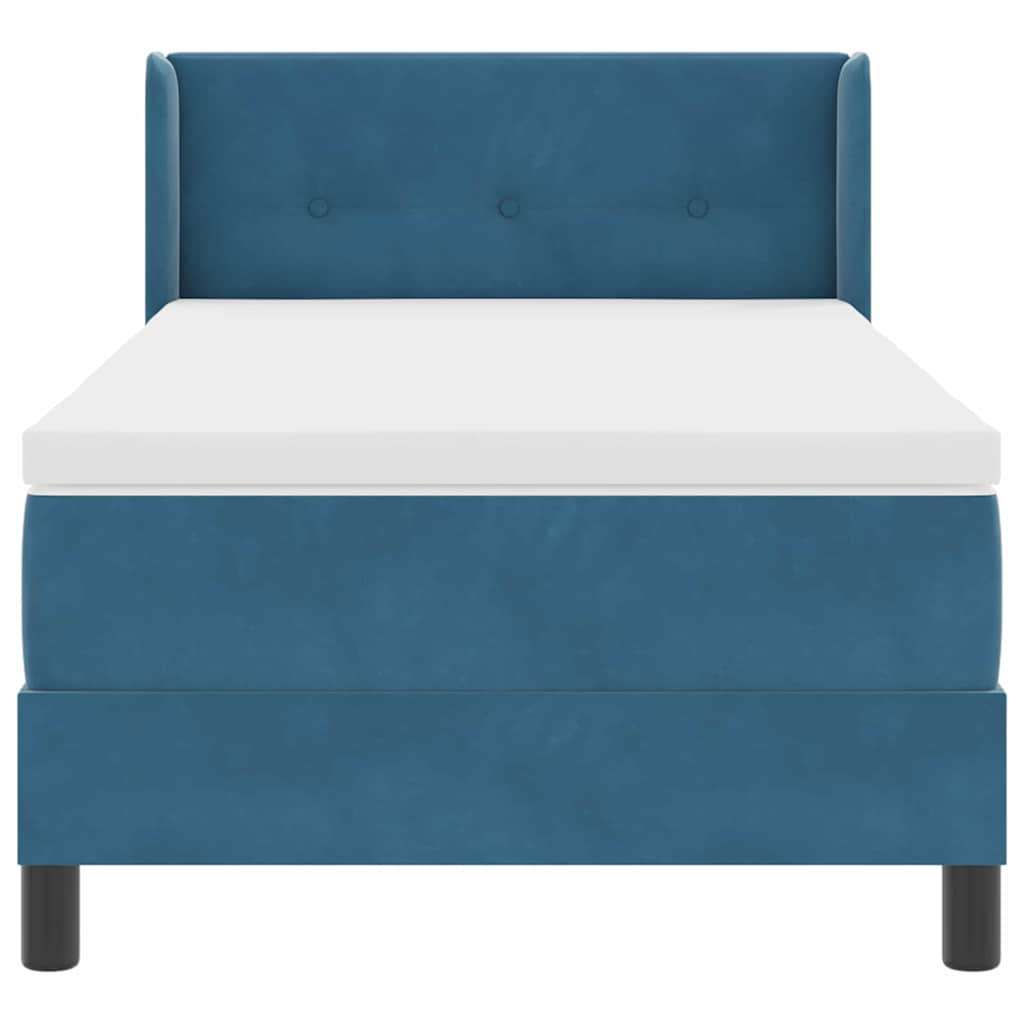 Letto a molle con materasso-Struttura Letto con Materasso Blu Scuro 190 x 90 cm Poliestere 240697