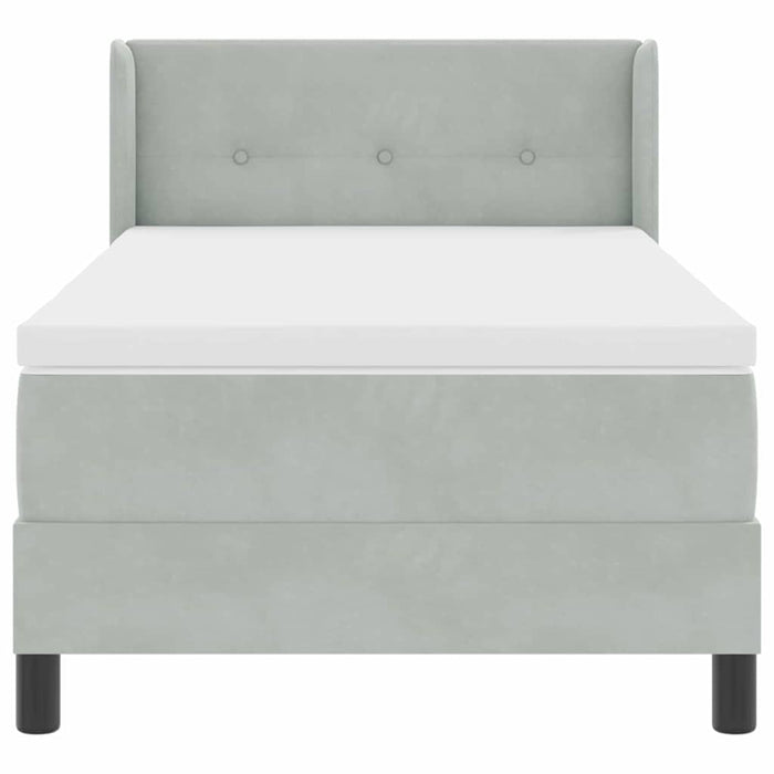 Letto a molle con testiera-Rete con Testiera Grigio chiaro 200 x 90 cm Poliestere 194994