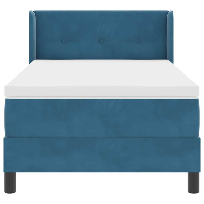Letto a molle con materasso-Struttura Letto con Materasso Blu Scuro 200 x 90 cm Poliestere 111082