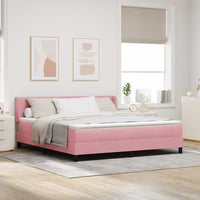 Letto a molle con materasso Rosa 200 x 180 cm Poliestere 3341485
