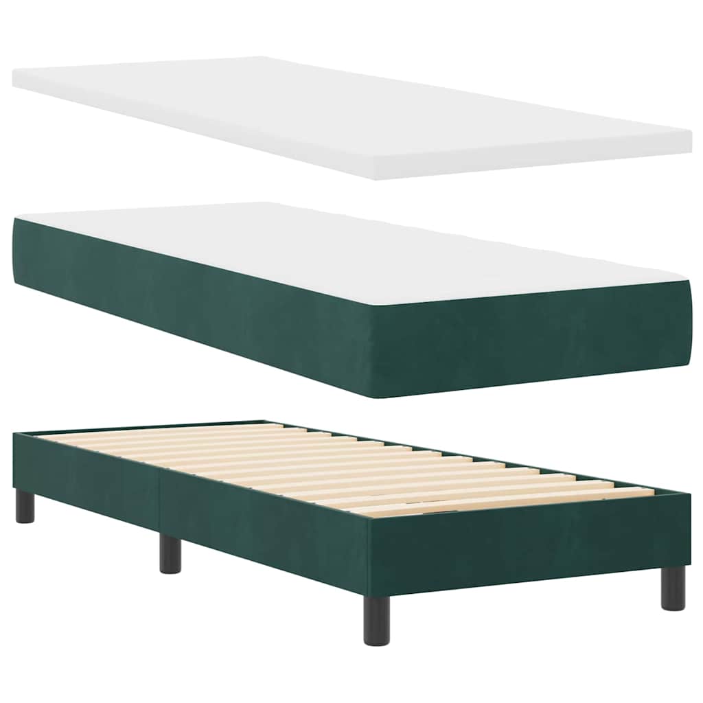 Letto a molle con materasso Verde Scuro 200 x 80 cm Poliestere 3341495