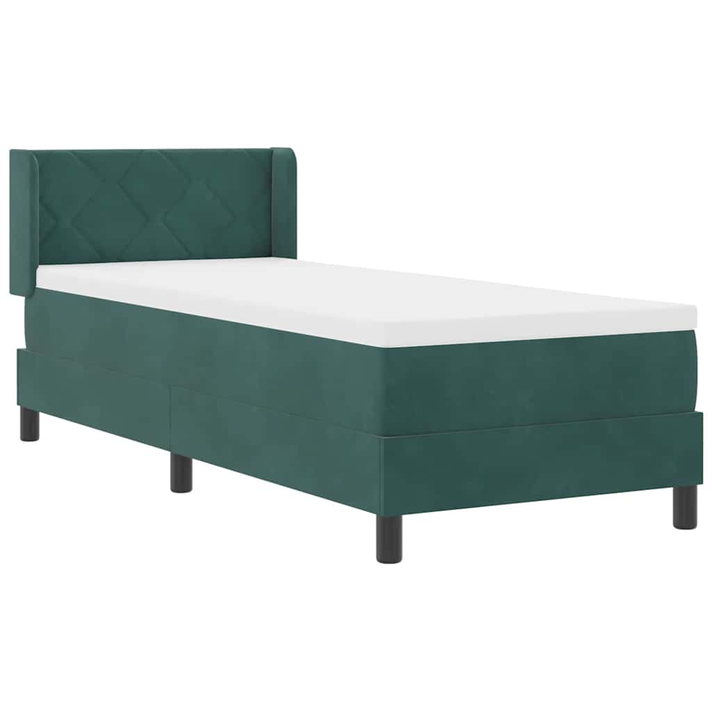 Letto a molle con materasso Verde Scuro 200 x 80 cm Poliestere 3341495