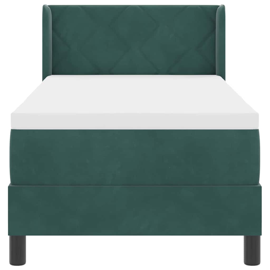 Letto a molle con materasso Verde Scuro 200 x 80 cm Poliestere 3341495