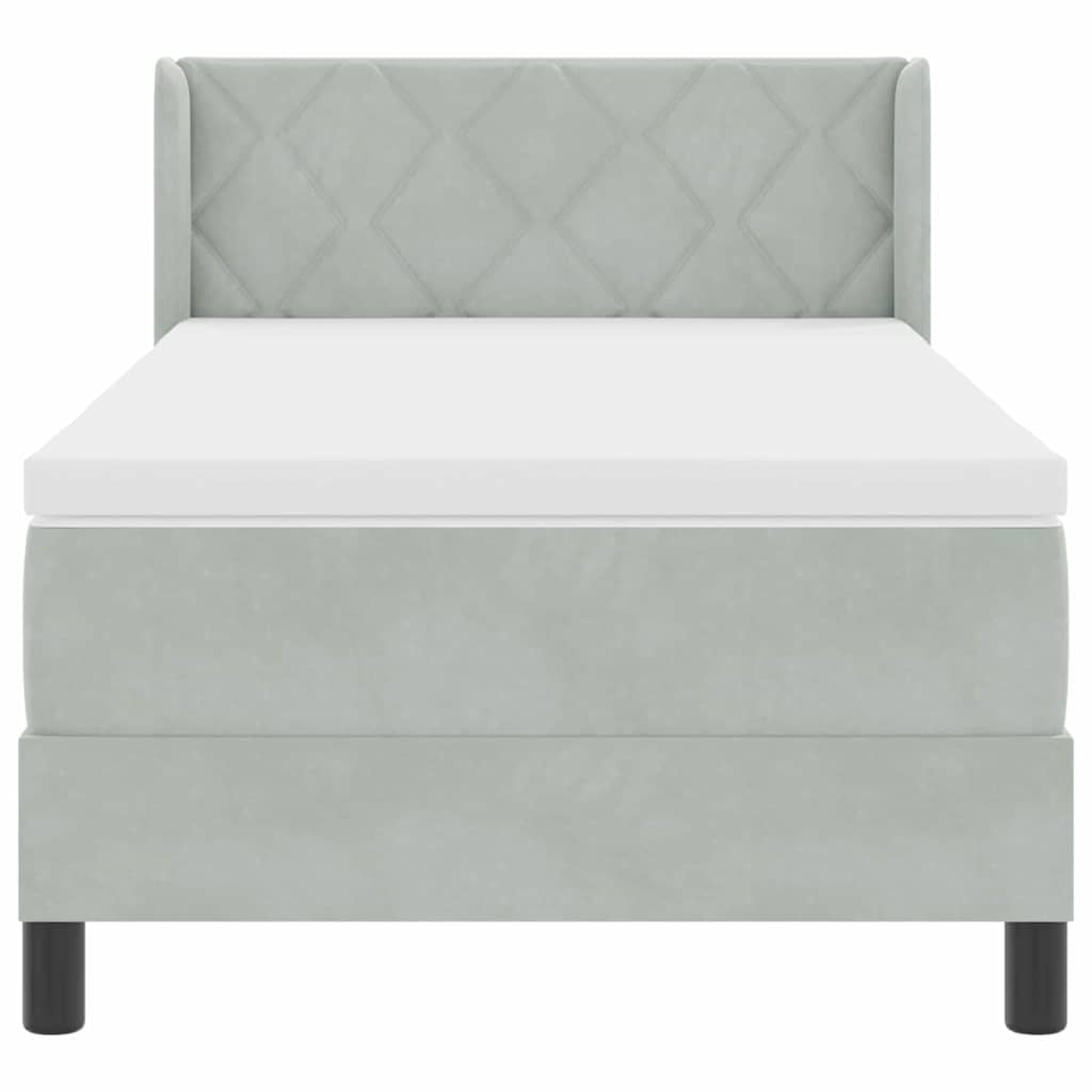 Letto a molle con testiera Grigio chiaro 190 x 90 cm Poliestere 3341498