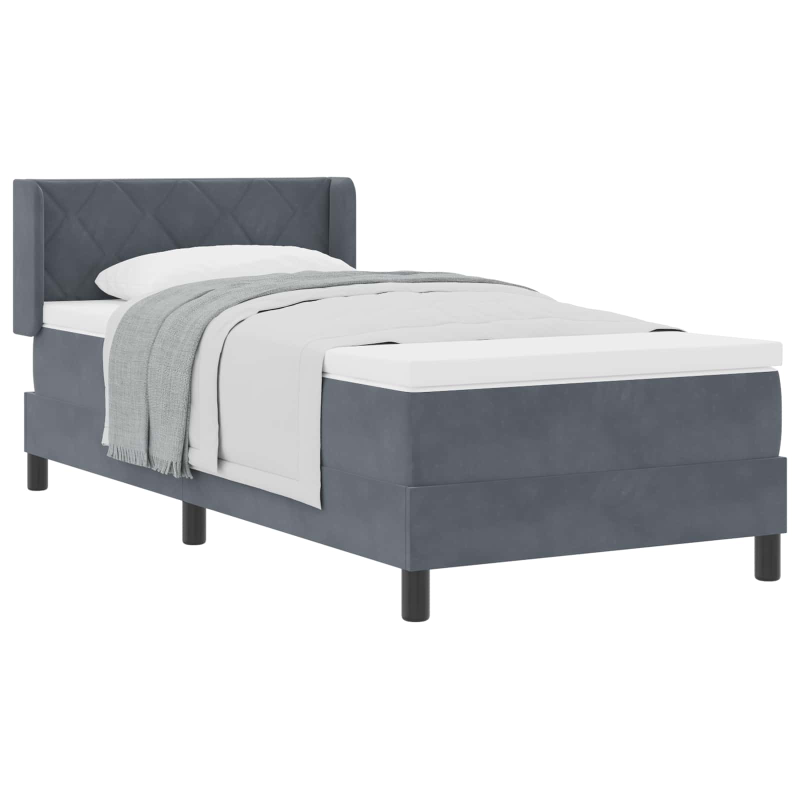 Letto a molle con materasso Grigio scuro 190 x 90 cm Poliestere 3341499
