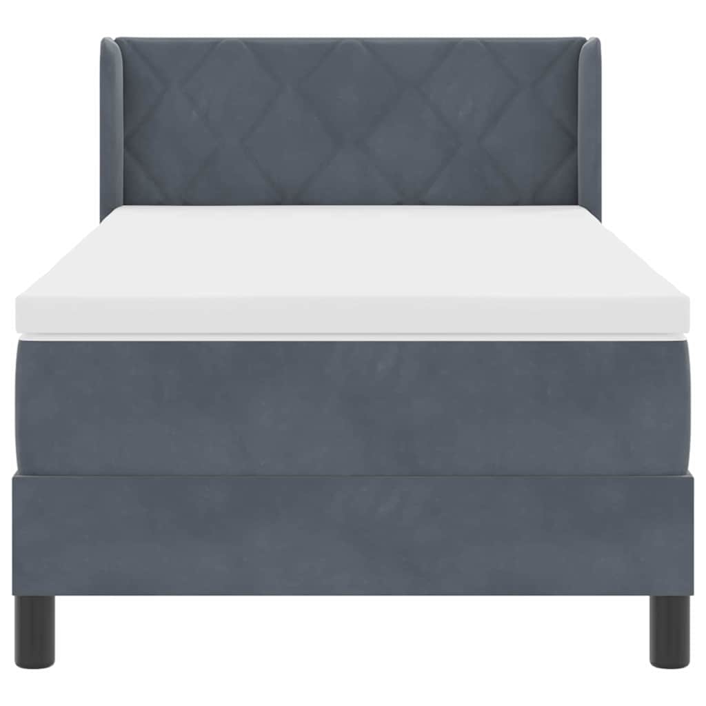 Letto a molle con materasso Grigio scuro 190 x 90 cm Poliestere 3341499
