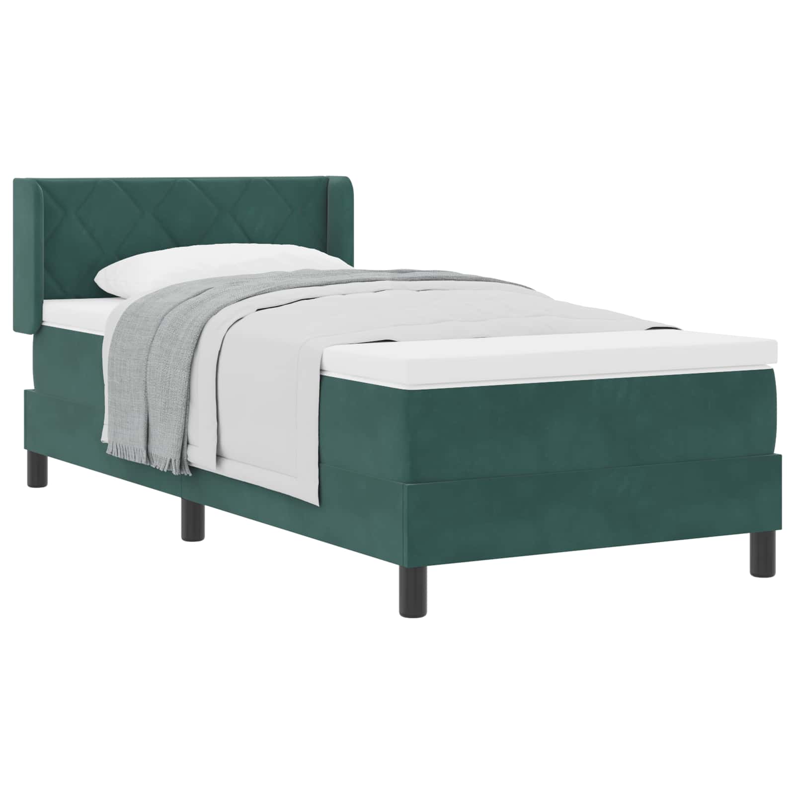 Letto a molle con materasso Verde Scuro 200 x 90 cm Poliestere 3341507