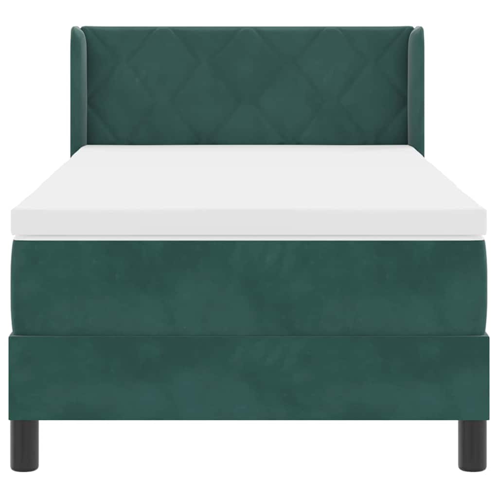 Letto a molle con materasso Verde Scuro 200 x 90 cm Poliestere 3341507