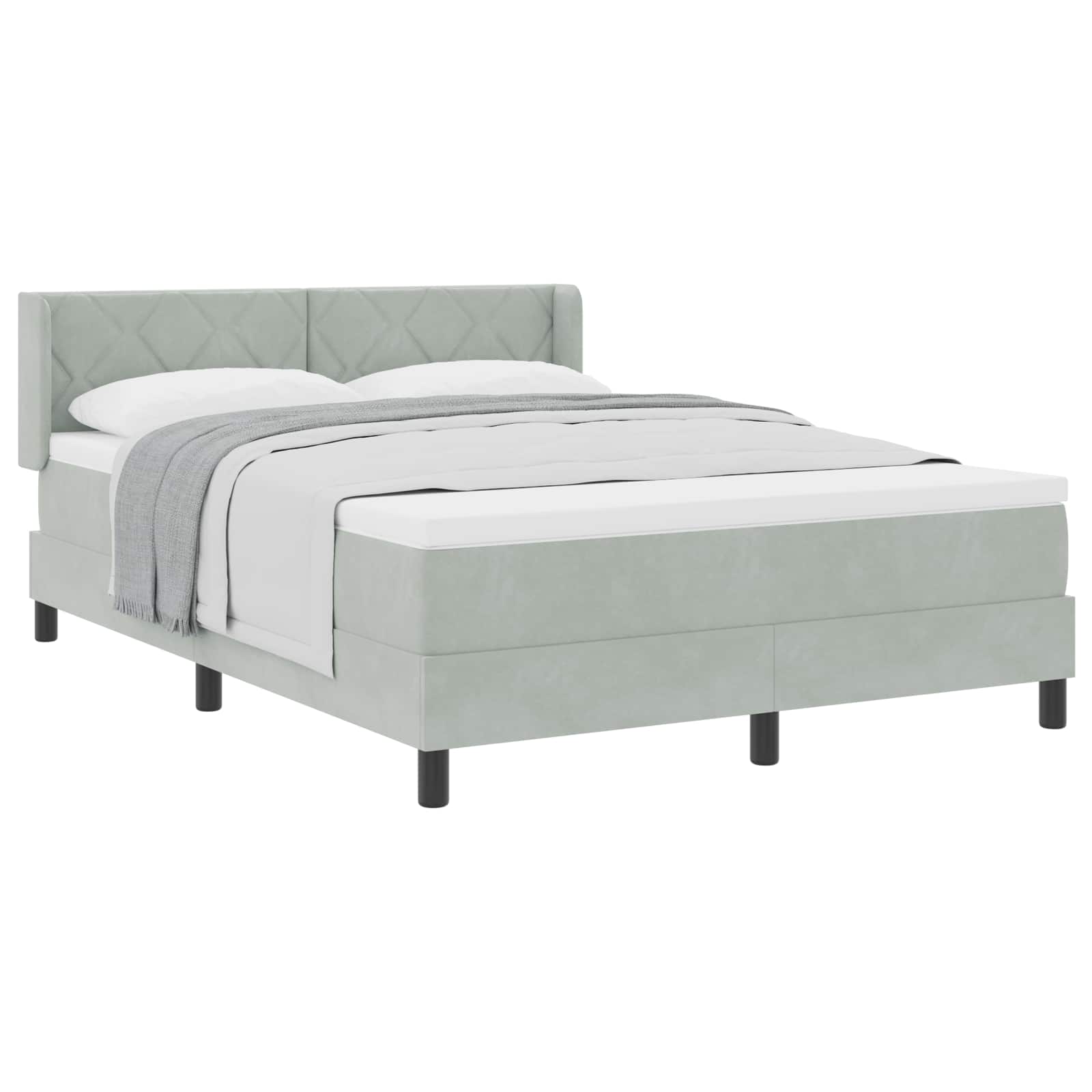 Letto a molle Grigio chiaro 190 x 140 cm Poliestere 3341516