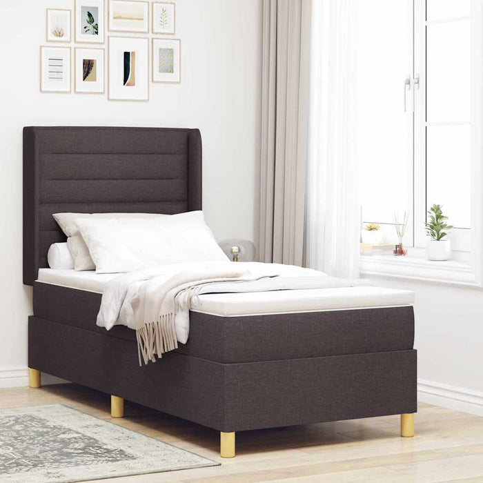 Letto a molle con materasso Marrone Scuro 90 x 190 cm Tessuto