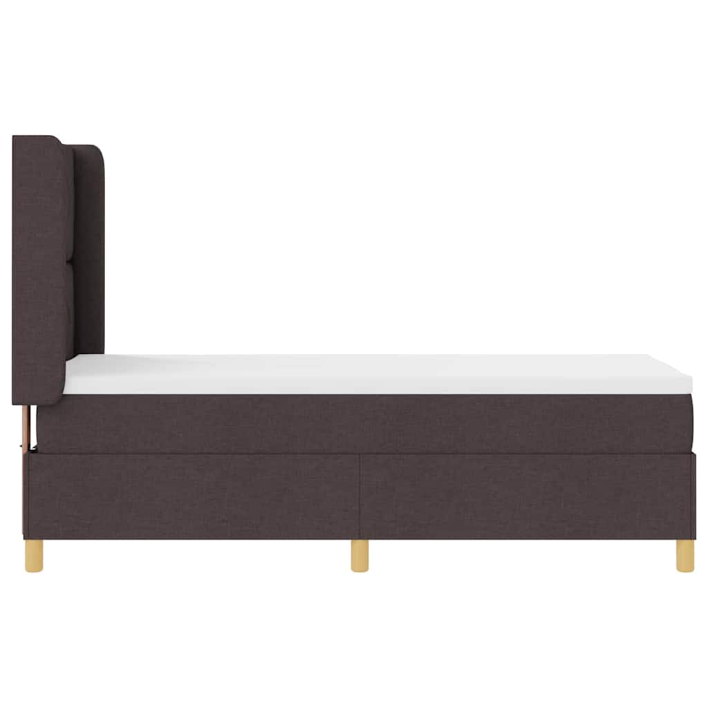 Letto a molle con materasso Marrone Scuro 80 x 200 cm Tessuto