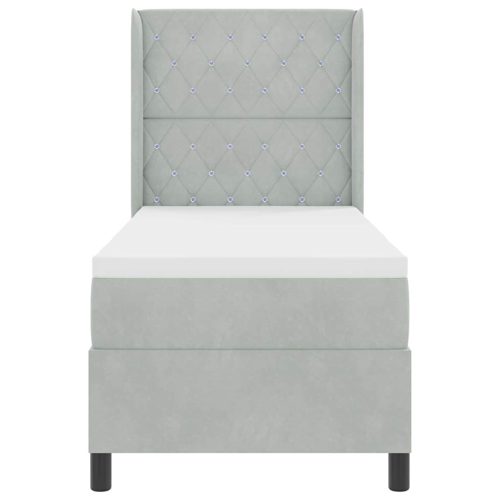 Letto a molle con testiera-Rete con Testiera Grigio chiaro 80 x 200 cm Velluto 306437