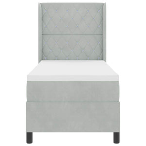 Letto a molle con testiera-Rete con Testiera Grigio chiaro 80 x 200 cm Velluto 306437