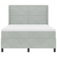 Letto a molle con testiera Grigio chiaro 140 x 190 cm Velluto 3341948