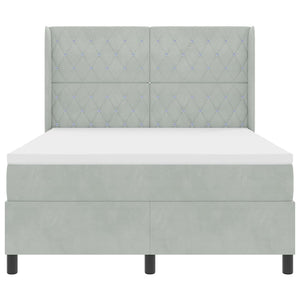 Letto a molle con testiera Grigio chiaro 140 x 190 cm Velluto 3341948