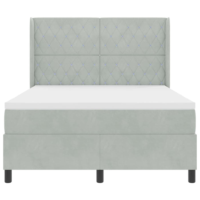 Letto a molle con testiera Grigio chiaro 140 x 190 cm Velluto 3341948