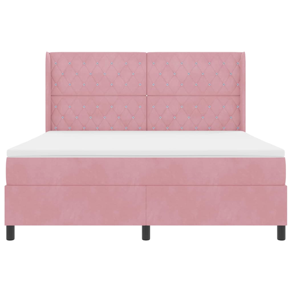 Letto a molle con materasso Rosa 180 x 200 cm Velluto 3341971