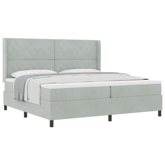 Letto a molle con testiera Grigio chiaro 200 x 200 cm Velluto 3341972