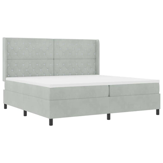 Letto a molle con testiera Grigio chiaro 200 x 200 cm Velluto 3341972
