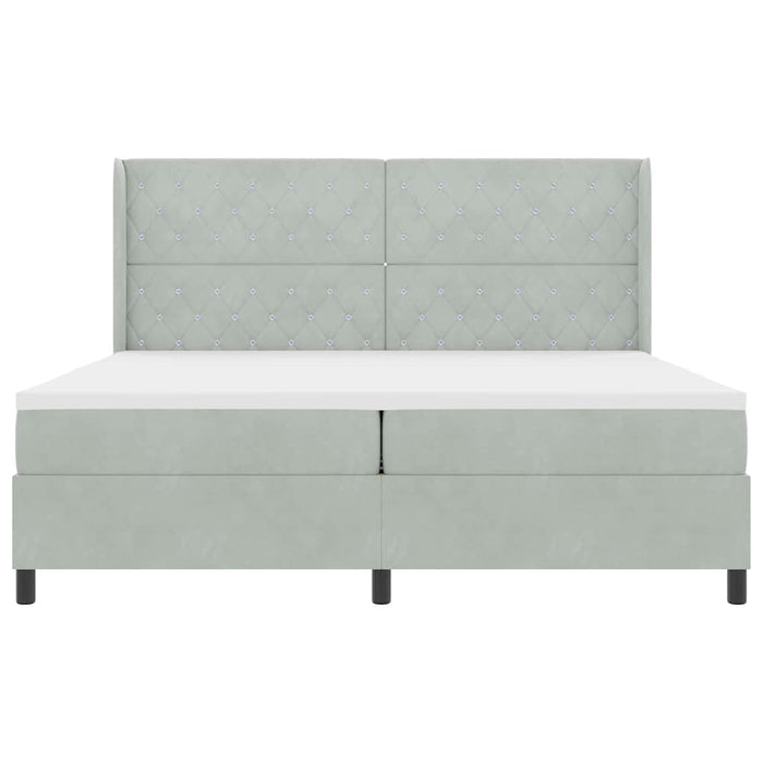 Letto a molle con testiera Grigio chiaro 200 x 200 cm Velluto 3341972