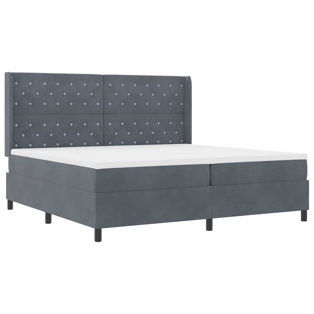Letto a molle con testiera Grigio scuro 200 x 200 cm Velluto 3341973