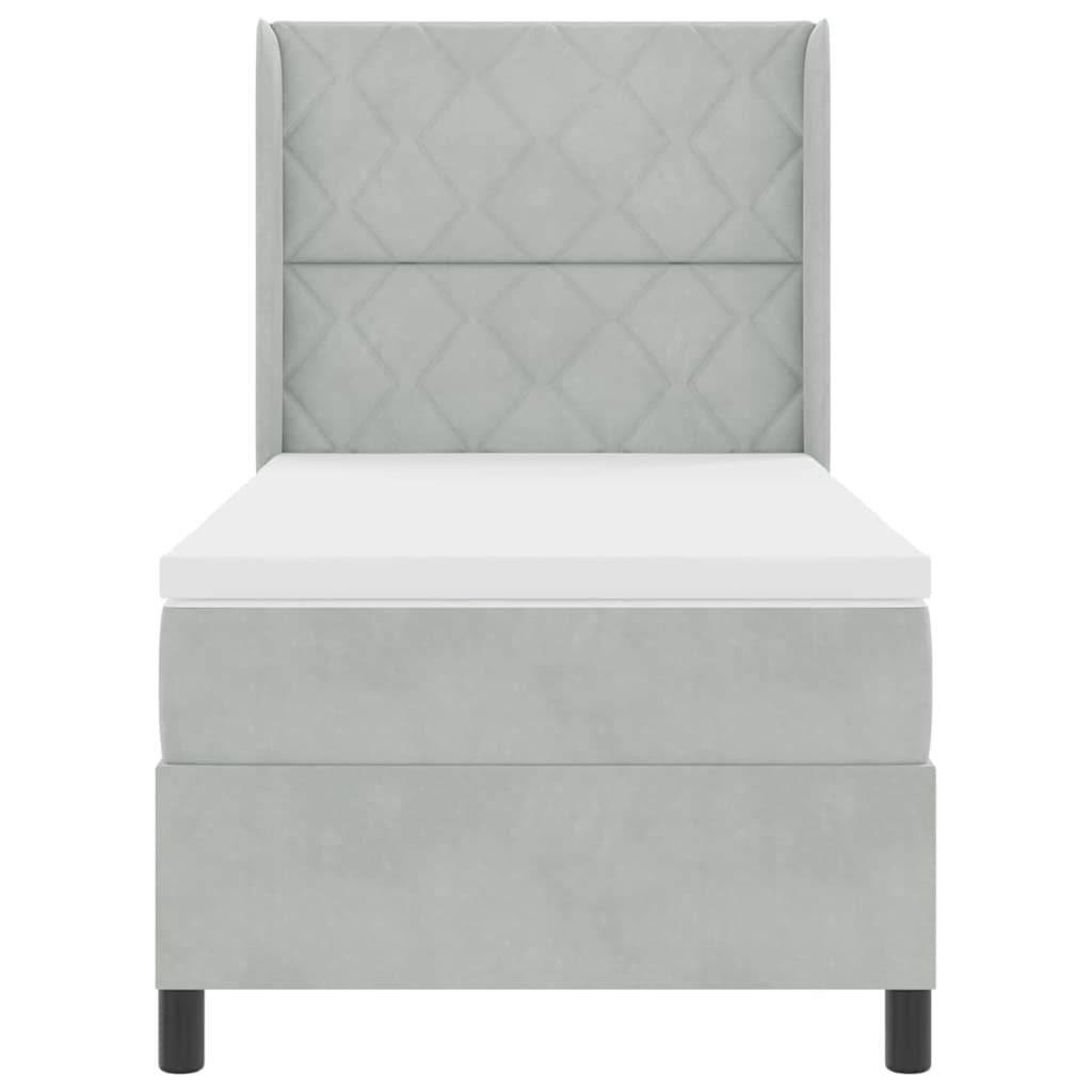 Letto a molle con testiera Grigio chiaro 100 x 200 cm Velluto 3342050