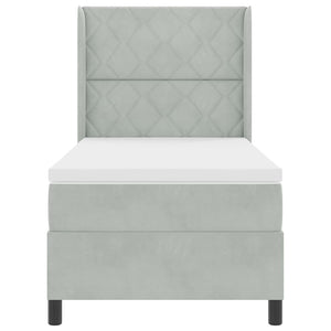 Letto a molle con testiera Grigio chiaro 100 x 200 cm Velluto 3342050