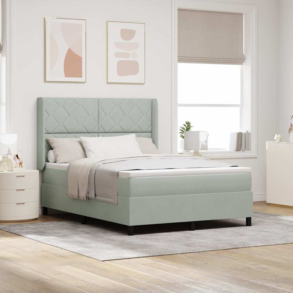 Letto a molle con testiera Grigio chiaro 140 x 190 cm Velluto 3342056