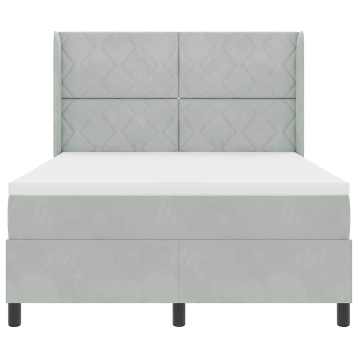 Letto a molle con testiera Grigio chiaro 140 x 190 cm Velluto 3342056