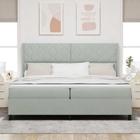 Letto a molle con testiera Grigio chiaro 200 x 200 cm Velluto 3342080