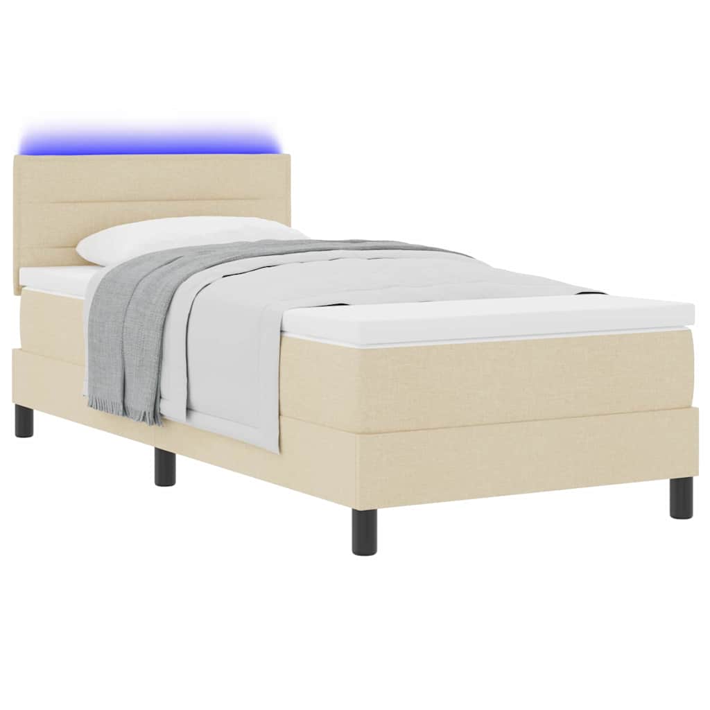 Letto a molle con materasso Crema 80 x 200 cm Tessuto 3342091