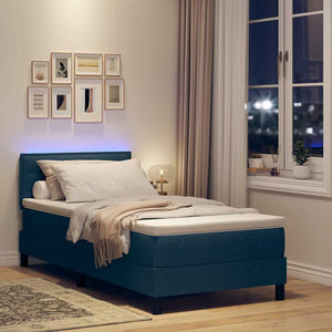 Letto a molle con materasso-Struttura Letto con Materasso Blu 100 x 200 cm Tessuto 233179