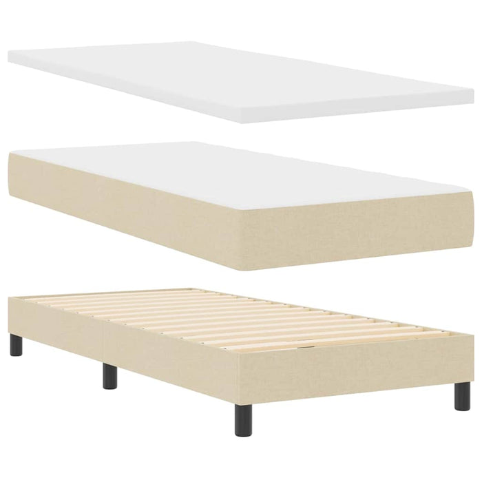 Letto a molle con materasso-Struttura Letto con Materasso con led Crema 90 x 190 cm Tessuto