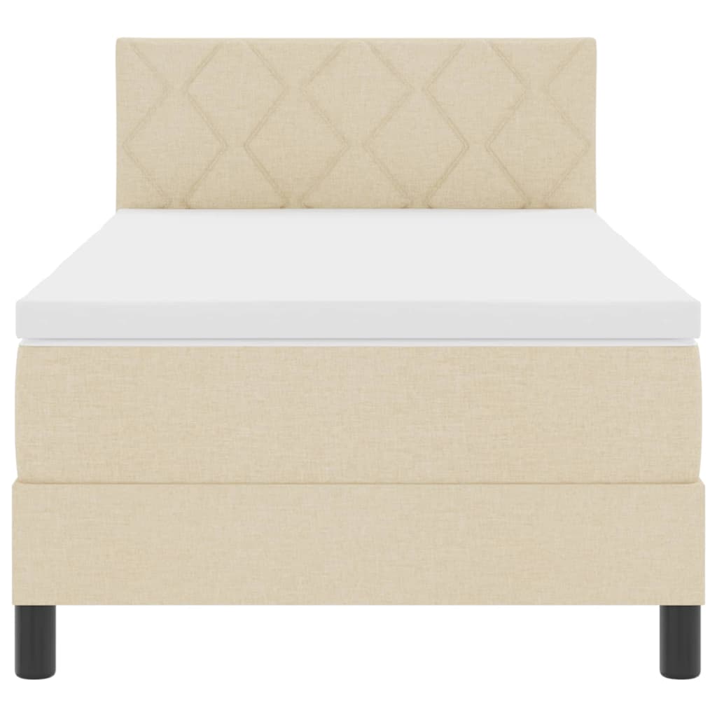 Letto a molle con materasso-Struttura Letto con Materasso con led Crema 90 x 190 cm Tessuto
