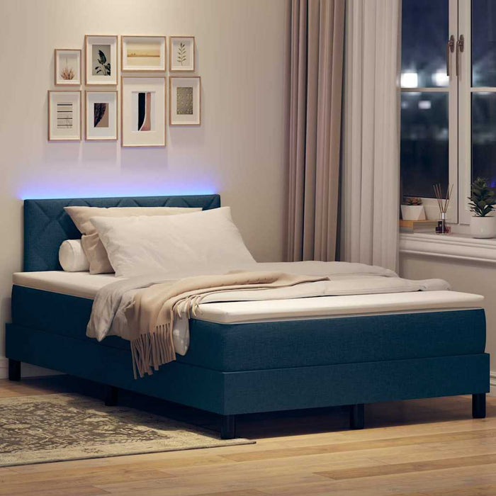 Letto a molle con materasso con led Blu 120 x 190 cm Tessuto