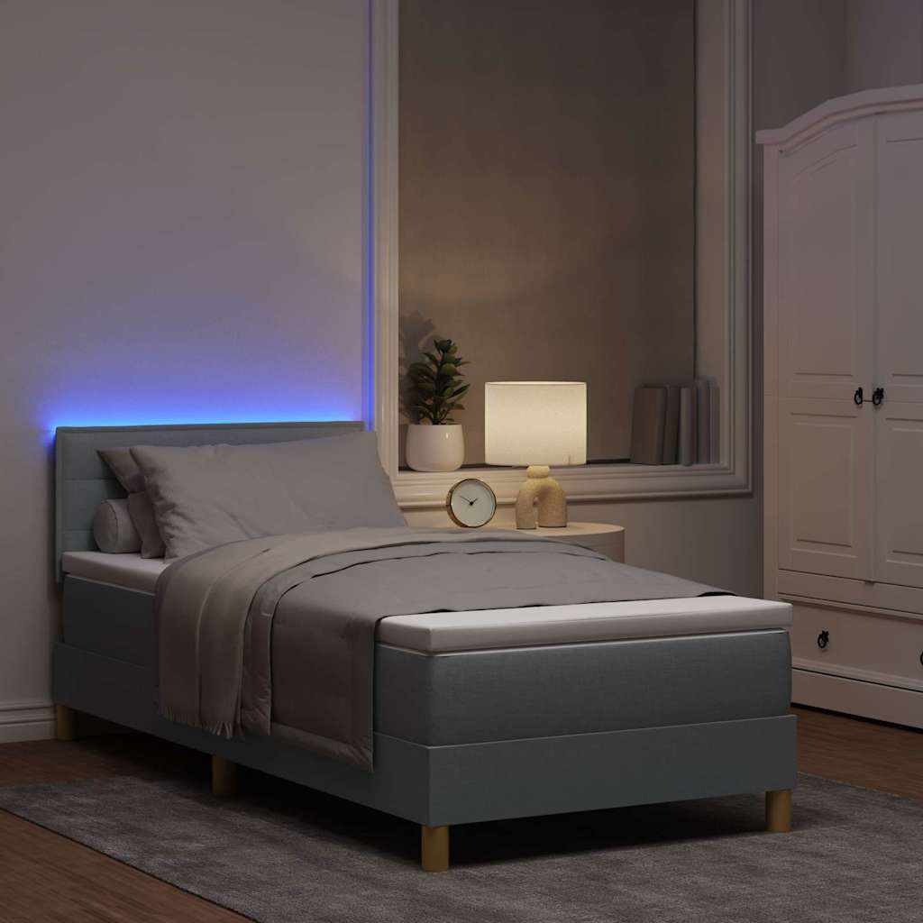 Letto a Sorgente LED Grigio chiaro 100 x 200 cm Tessuto 3342338