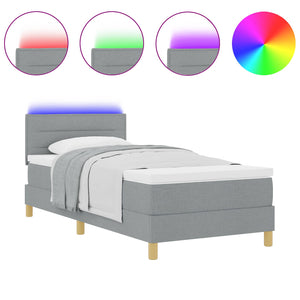 Letto a Sorgente LED Grigio chiaro 100 x 200 cm Tessuto 3342338
