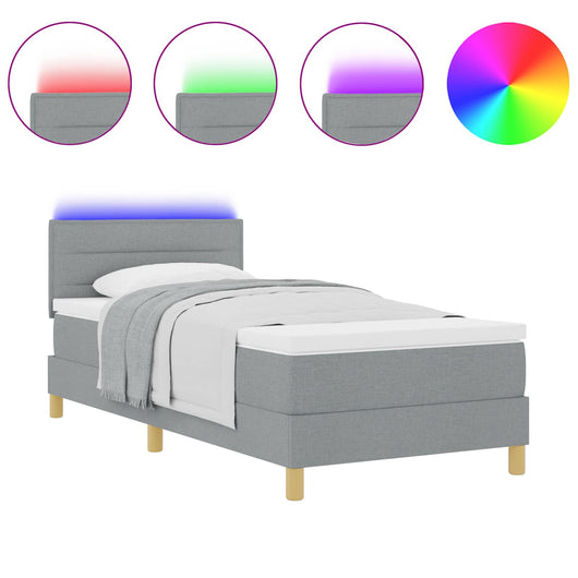 Letto a Sorgente LED Grigio chiaro 100 x 200 cm Tessuto 3342338